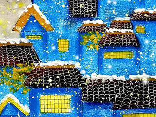《冬日小镇》儿童绘画作品美术创作教程