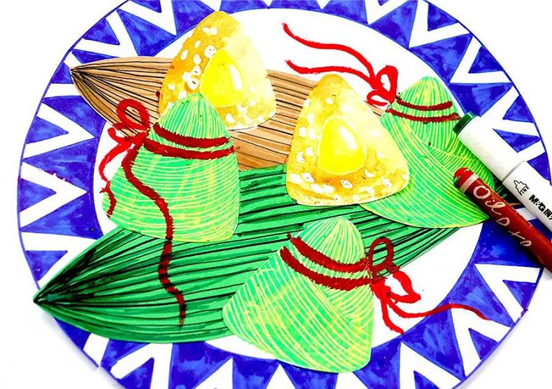 端午节吃粽子创意美术