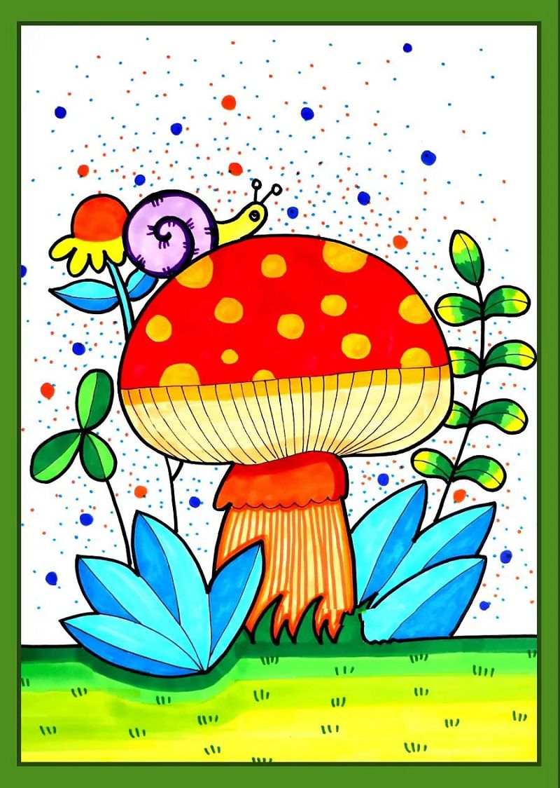 漂亮的蘑菇儿童画