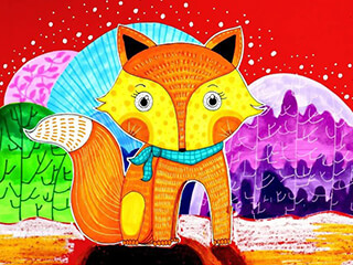 少儿综合创意画《一只可爱的狐狸》绘画教程