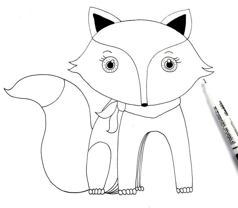 一只可爱的狐狸儿童画