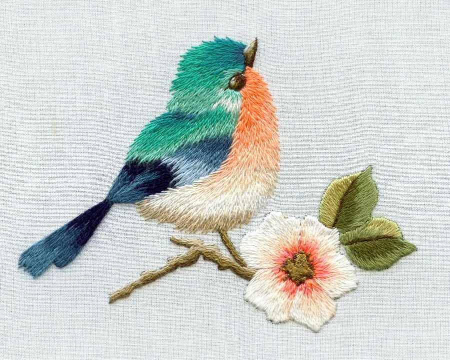 创作灵感｜刺绣画各种鸟以针为笔以线为色