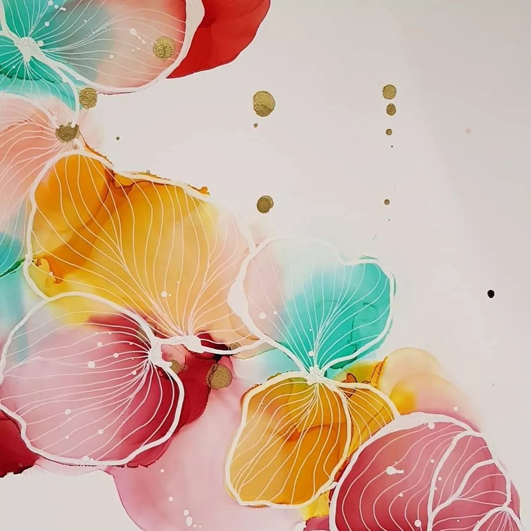 水彩花卉线描装饰画