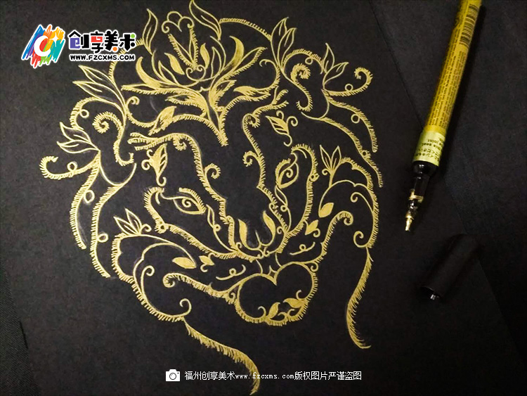 《黑卡上的金毛狮王》手绘教程